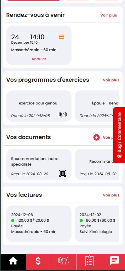 capture d'ecran de l'application